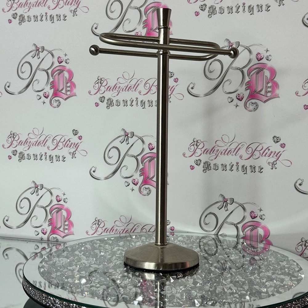 Towel stand hand towels or use as Jewelry Display Stand silver